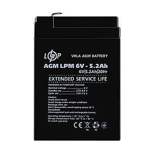 Акумулятор AGM LPM 6V - 5.2 Ah