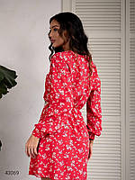 Стильна коротка та легка сукня з довгими рукавами з талією на гумці з 42 по 48 розмір, фото 4