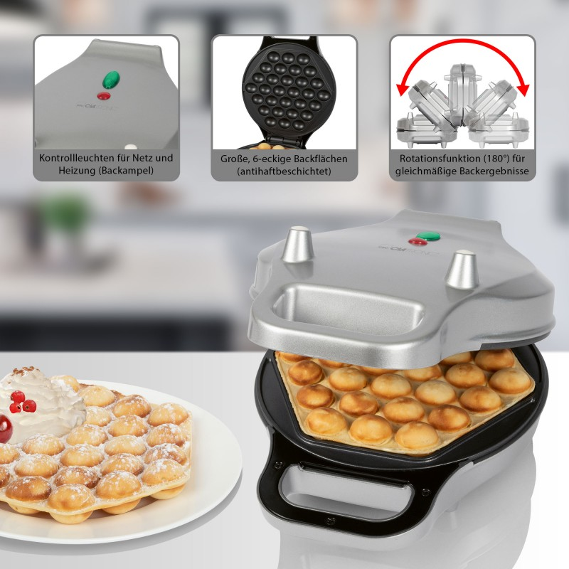 Вафельниця бельгійські кульки Clatronic WA 3772 з антипригарними пластинами і ручками, що не нагріваються, і відмінним дизайном