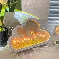 Нічник настільний із тюльпанами світильник у хмарі дзеркало Приліжковий світильник
