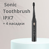 Ультразвукова зубна щітка Sonic Toothbrush з 4 насадками чорна