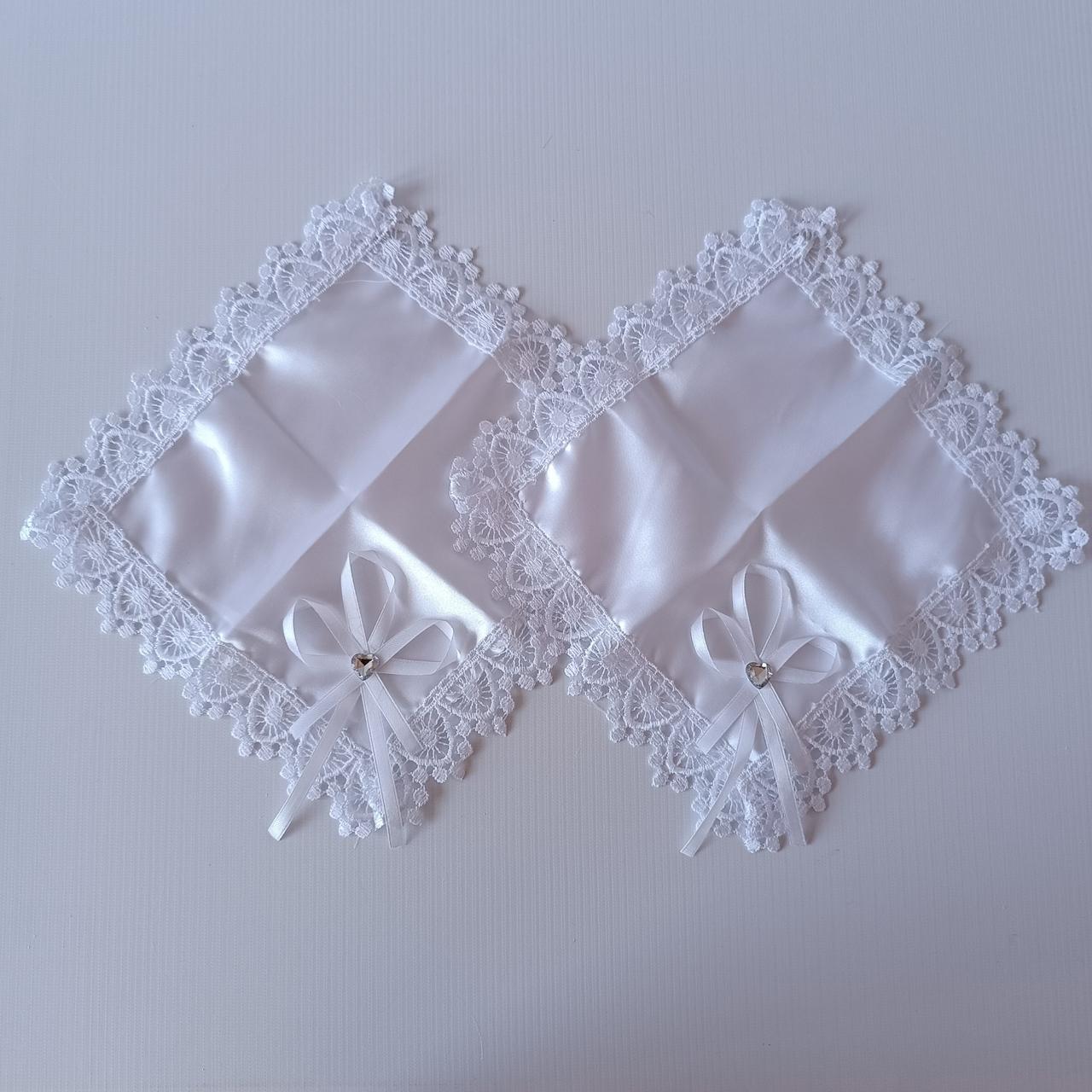 Вінчальні хустинки, щоб тримати вінці, свічки (білого кольору), фото 1