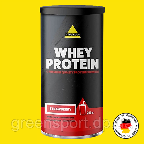 Inkospor Whey Protein 600 г, протеїни, концентрат та ізолят сироваткового білка, 9 вітамінів, Ca, Mg, смак полуниця