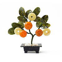 Дерево счастья з мандарина и три монеты настольное дерево декоративное дерево мандарин символ счастья