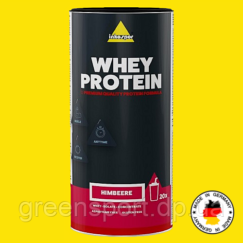 Inkospor Whey Protein 600 г, протеїни, концентрат та ізолят сироваткового білка, 9 вітамінів, Ca, Mg, смак малина