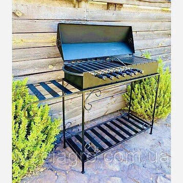 Мангал-барбекю з дровницею на 15 шампурів 4мм (З ЖАРОМІЦНИМ ПОКРИТТЯМ) MB15-4D Код/Артикул 102 MB15-4D