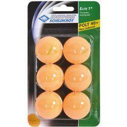 М'ячики для настільного тенісу Donic Elite 1зірка 40+ (6шт.) plastic orange 608518
