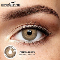 Корейские декоративные линзы для глаз EYESHARE PATTAYA BROWN Оттеночные линзы шаринган