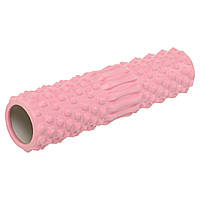 Роллер массажный цилиндр (ролик мфр) 45см Grid Spine Roller Zelart FI-9389 цвет светло-розовый hr