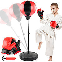 Дитячий боксерський набір Стійка 80-110см + рукавички + насос / Груша для боксу / Боксерська груша на стійці