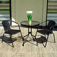 Набор садовой мебели 4Points Bari-2 круглый стол и 2 стула (черный)