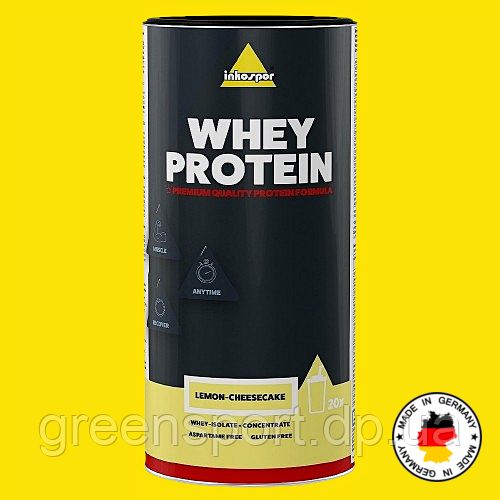 Inkospor Whey Protein 600 г, протеїни, концентрат та ізолят сироваткового білка, 9 вітамінів, Ca, Mg, смак лимонний чізкейк