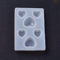Молд силиконовый Кабошоны Сердечки 6 форм 6,4х4,3х0,7 см форма для заливки