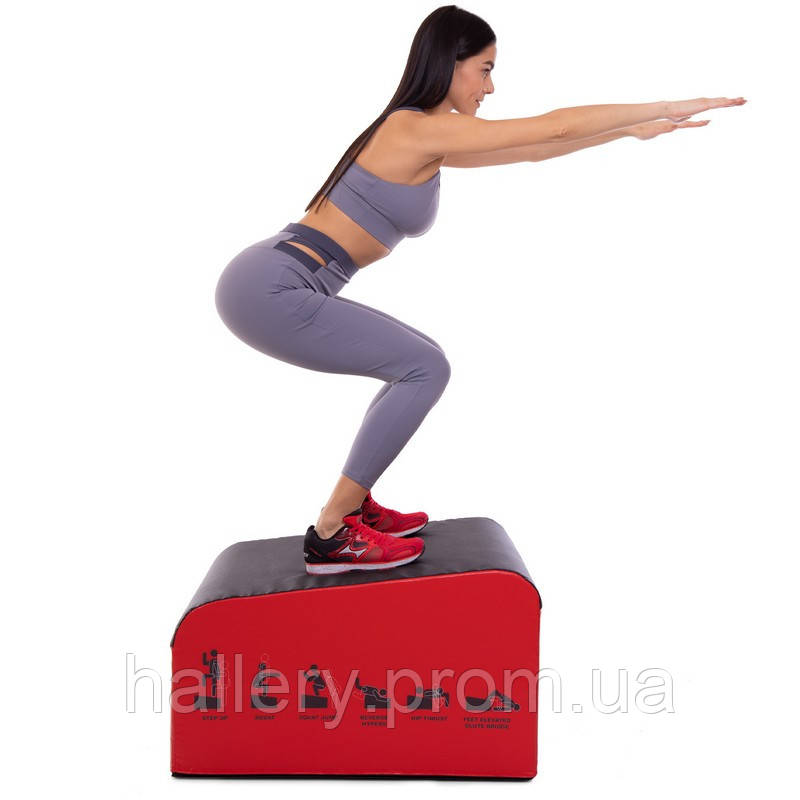 Бокс плиометрический мягкий трапеция Zelart Plyo box FI-3632 1шт 76-76-36/46 см красный-черный hr - фото 9 - id-p2180994771