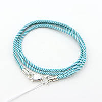 Голубой шелковый шнурок с серебряной застежкой. Серебро 925°.