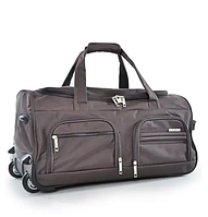 Дорожня коричнева сумка на колесах 88 л середня текстильна сумка на 2 колесах з висувною ручкою сумки на колесах дорожні