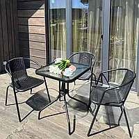 Набор садовой мебели 4Points Monza-3 квадратный стол и 3 стула (черный)
