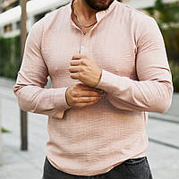 Мужская рубашка Florida розовая / Коттоновая рубашка для мужчин / Приталенная классическая рубашка S