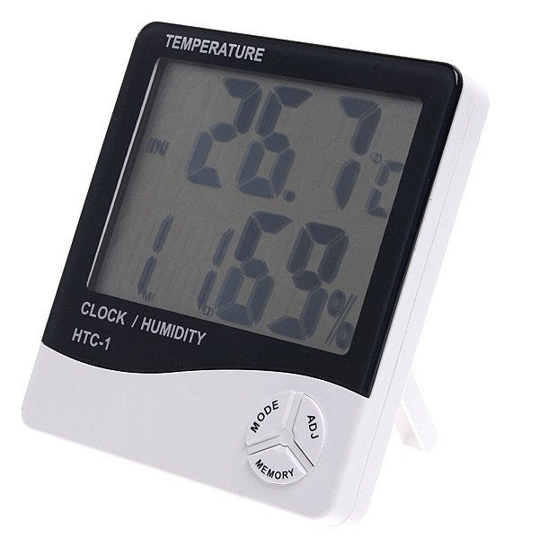 Гігрометр HTC-1 з функ. термометр/вологомір/годинник/будильник/каленчик
