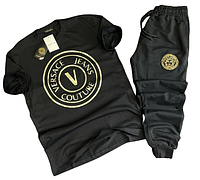 Versace мужской черный летний комплект костюм футболка и спортивные штаны Версаче 123lk