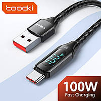 Кабель для заряджання та передачі даних Toocki LED Digital Display 6A/100W USB Type-A to USB Type-C 1 м