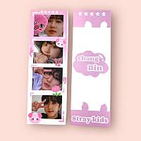 Закладка для книг фотострип Stray Kids Чанбин 1 шт. картонная с блестками двухсторонняя 5х15 см. 820377