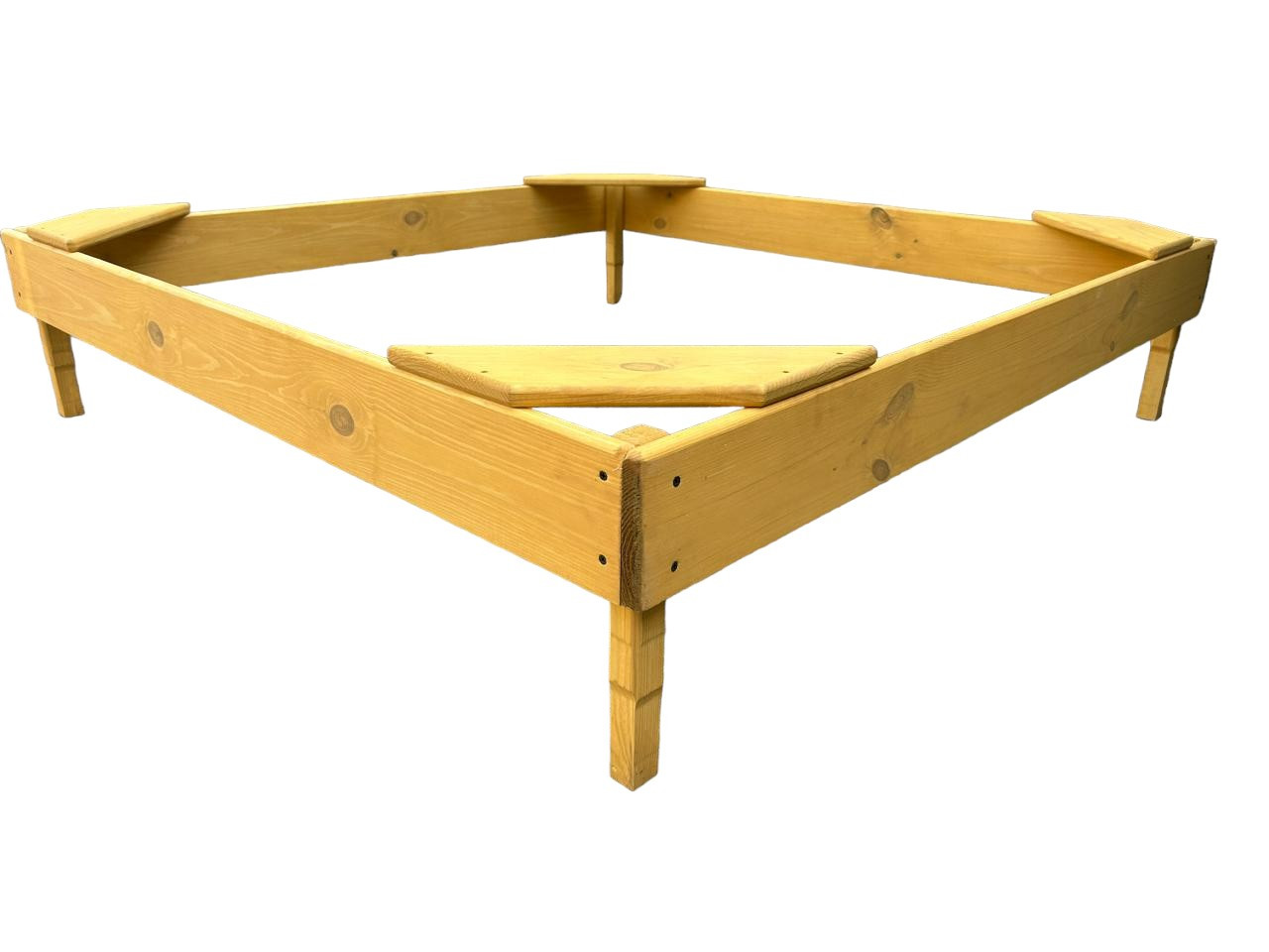 Пісочниця дитяча дерев'яна ЕкоДніпро 145×145 см з сидіннями.