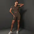 Комплект: шорти з ефектом пуш-ап та футболка вкорочена M, Коричневий Chocolate, фото 8
