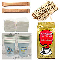 Набор для вендинга №5 Extra (кофе, салфетки, палочки, стааны, сахар) на 100 порций