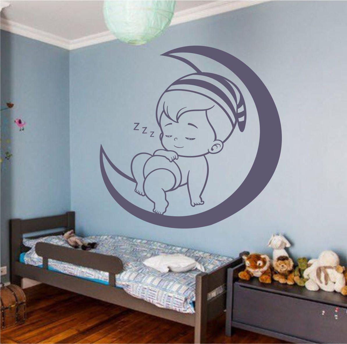 Трафарет для фарбування, Малюк на місяці, одноразовий з самоклеючої плівки 125 х 115 см, фото 1