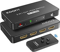 KVM KOOFIT QHQ-001 Переключатель HDMI 3 входа 1 выход мультиразъем HDMI с поддержкой 4K 3D UHD,