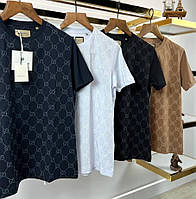 Черная GC люксовая футболка мужская яркая брендовая модная стильная молодежная Гуччи 005