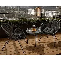 Набор садовой мебели 4Points Capri круглый стол и 2 стула (темно-серый)