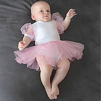68 (62) 2-4 мес нарядное праздничное боди платье с фатиновой юбкой пачкой нарядный бодик новорожденной девочки