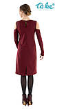 Трикотажна сукня для вагітних елегантна прилеглого силуету бордова 42, фото 3