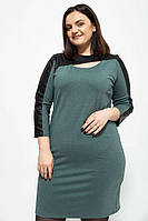 Короткое платье с рукавом 3 4 и вставками из кожзама Зеленый 102R082 Ager XL FS, код: 8233176