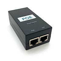 POE-інжектор 12 V 2 A (24 Вт) з портами Ethernet 10/100 Мбіт/с + кабель живлення 1,0 м