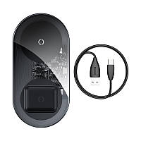 Беспроводная зарядка Qi BASEUS Simple 2in1 Wireless Charger 18W Max For Phones+Pods (WXJK-01)