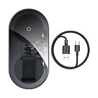 Беспроводная зарядка Qi BASEUS Simple 2in1 Wireless Charger Pro Edition For Phones+Pod |15W| (WXJK-C02)