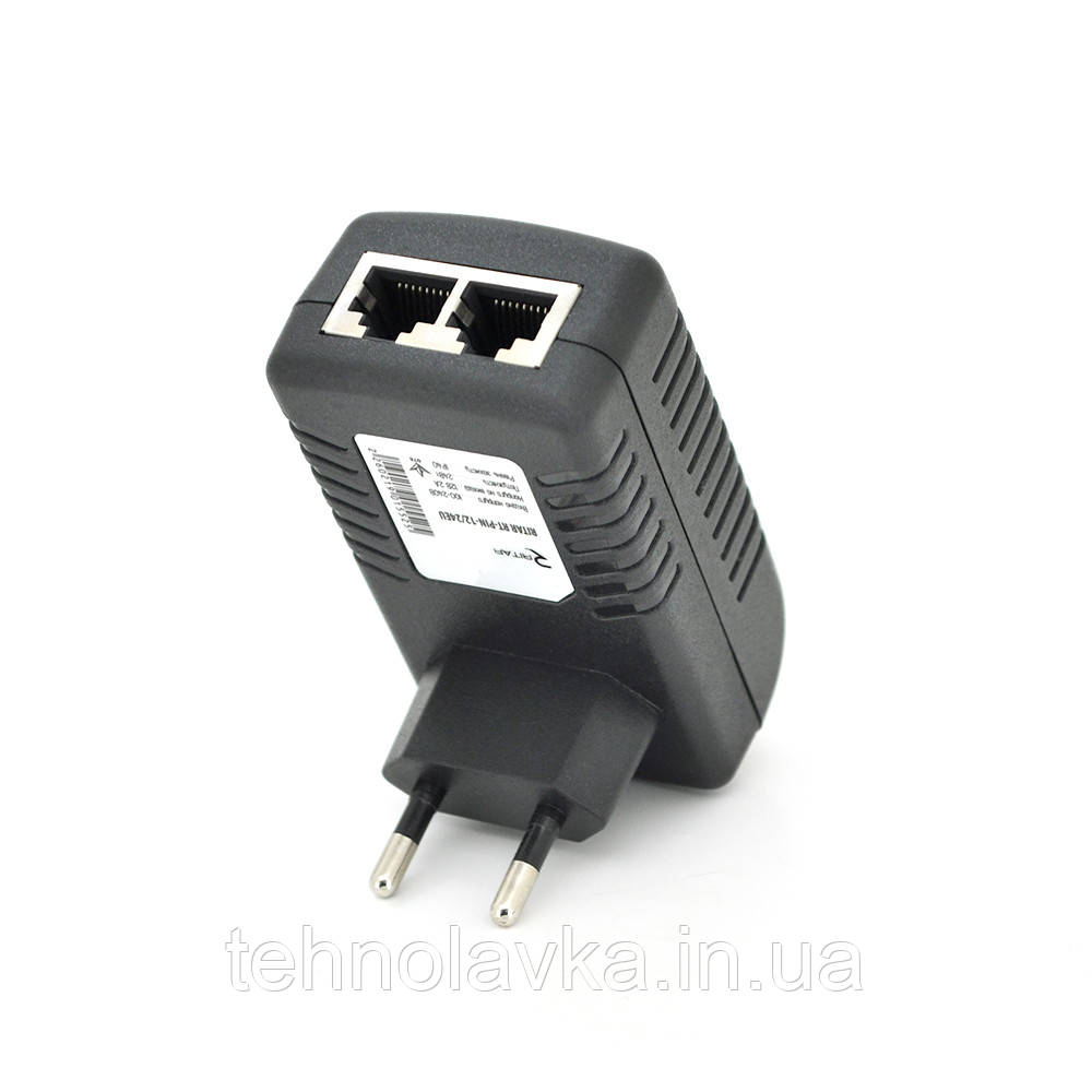 POE інжектор RITAR RT-PIN-12 / 24EU, 12V 2A (24Вт) з портами Ethernet 10/100 Мбіт / с, EU PLUG