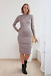 Бузкове м'яке плаття для вагітних зі щільного матеріалу з натуральною вовною 42, фото 3
