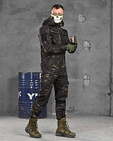 Тактическая форма зсу черный мультикам, костюм мультикам темный камуфляж летняя военная форма черная kn221