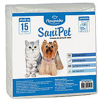 Гигиенические пеленки Природа SaniPet для собак, целлюлоза, 60x60 см, 15 шт p