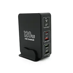 Док-станція Voltronic 3xUSB-C 3xUSB-A 3.25A Black (V-818HB)