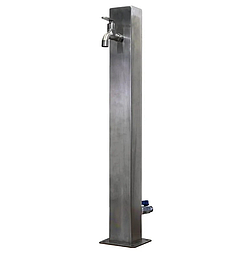 Декоративна вулична колонка з 2 кранами, 75 см, нержавіюча сталь AISI 304, прямокутна, вага 4,8 кг