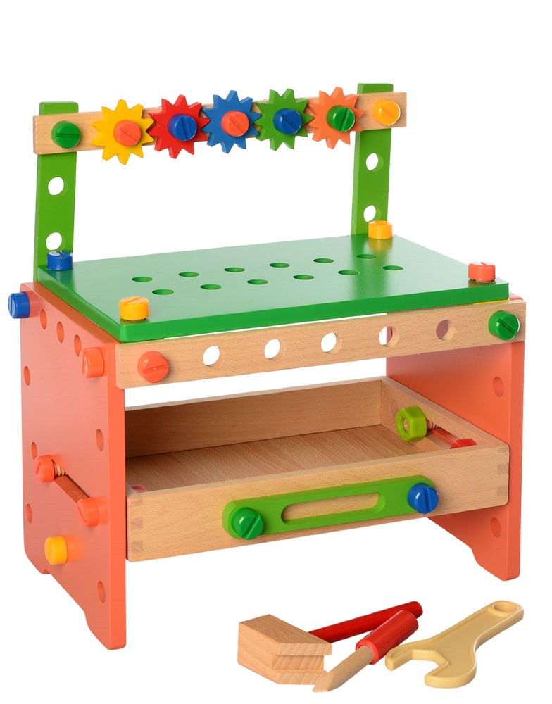 Дитячий розвиваючий центр-іграшка MD 2366 Дерев'яний верстак-конструктор з інструментами