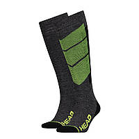 Носки Head Unisex Ski Graphic Kneehigh 2-pack 35-38 gray/black/green 791005001-817