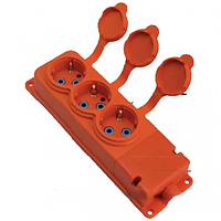 Колодка каучукова на три гнізда 16A 250V помаранчева. Teb Elektrik