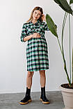 Клітчата сукня - сорочка для вагітних і годуючих мам бавовняна зелена 42, фото 4