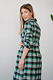 Клітчата сукня - сорочка для вагітних і годуючих мам бавовняна зелена 42, фото 7